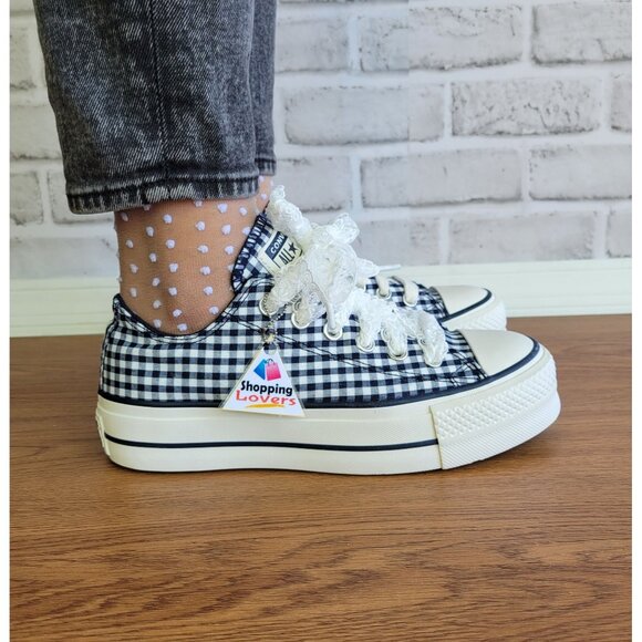 ❤️Converse Chuck Taylor Lift Platform Gingham 11 Women's Shoes Navy White A13664 - Picture 6 of 15